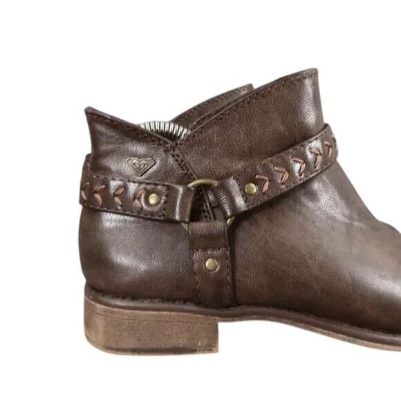 Roxy Shoes Womens 7 Booties Western Harness Fashion Brown Zip Casual Ankle Boot - Picture 2 of 14